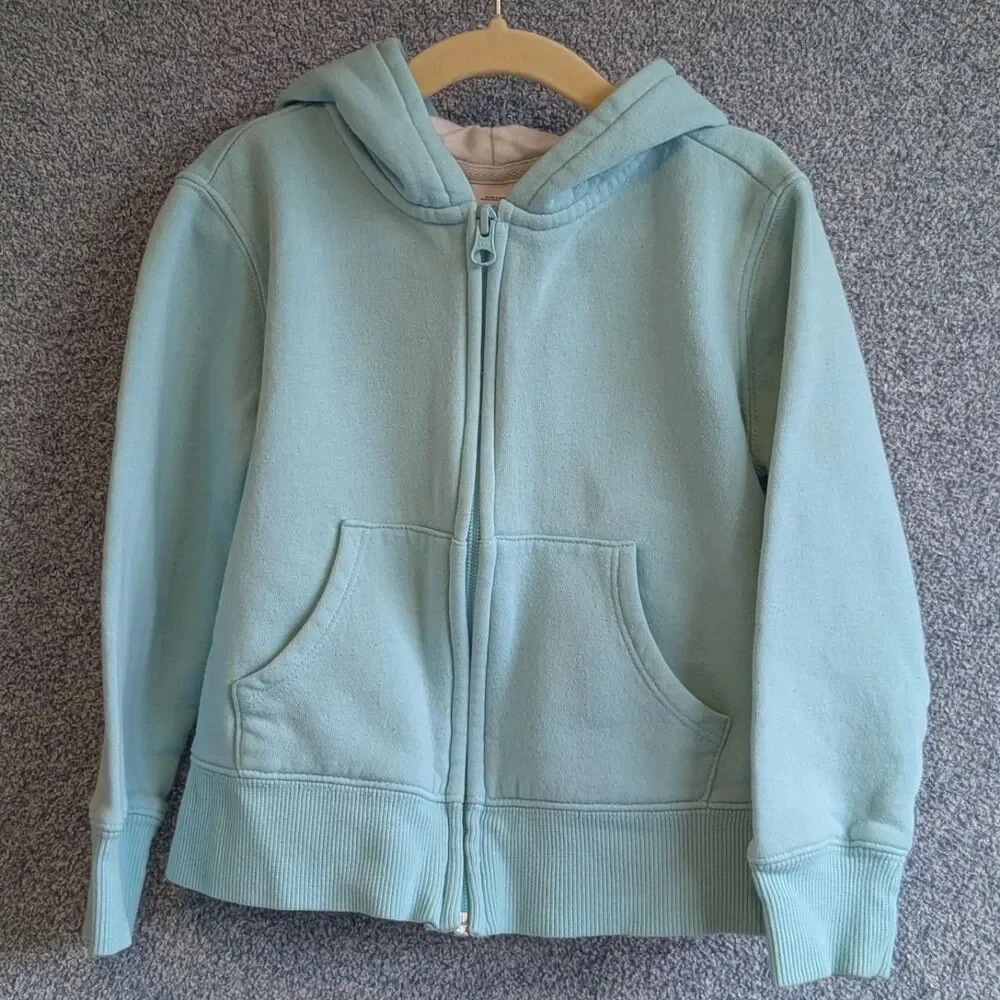Amazon Essentials Girls Size XS 4T - 5T Aqua Blue Hooded Fleece Zip Up Jacket